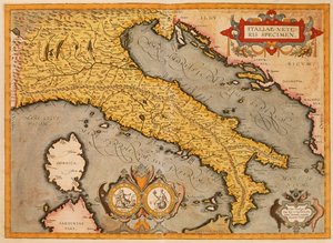 Mapa Włoch autorstwa Abrahama Orteliusa autorstwa Abraham Ortelius
