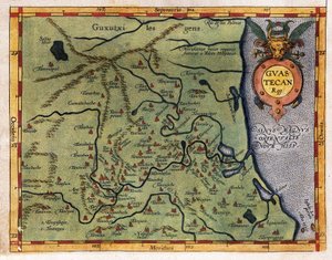 Mapa Zatoki Meksykańskiej (Guastecan), z wyprawy Hernando de Soto w 1570 r. (rycina) autorstwa Abraham Ortelius