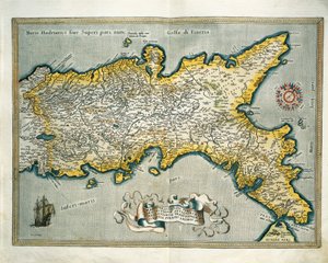 Mapa Królestwa Neapolu, Włochy, z Theatrum Orbis Terrarum autorstwa Abrahama Orteliusa autorstwa Abraham Ortelius