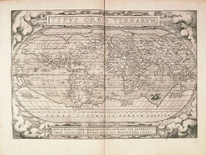 Planisphere z Theatrum Orbis Terrarum Abrahama Orteliusa, wydrukowany w Antwerpii autorstwa Abraham Ortelius