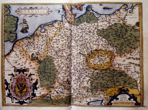 Widok na Prusy. Płyta z edycji „Theatrum Orbis Terrarum” kartografa Abrahama Orteliusa (1527-1598) autorstwa Abraham Ortelius