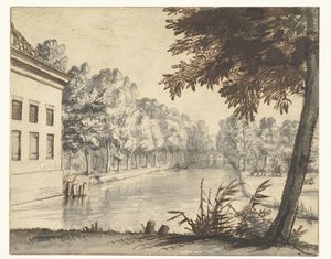 Widok na kanał z posiadłością autorstwa Abraham Rutgers (attributed to)