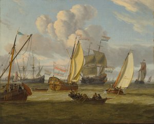 niderlandzki: Kilka statków w świeżej bryzie Żegluga w ujściu rzeki autorstwa Abraham Storck