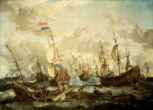 HMS "Royal Prince" i inne okręty w bitwie czterodniowej autorstwa Abraham Storck
