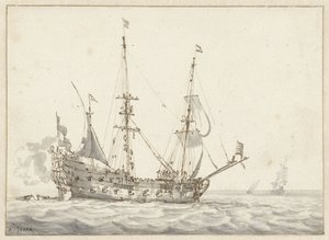holenderski okręt wojenny autorstwa Abraham Storck