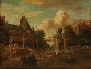 Poselstwo księstwa moskiewskiego odwiedzające Amsterdam, 29 sierpnia 1697 r autorstwa Abraham Storck