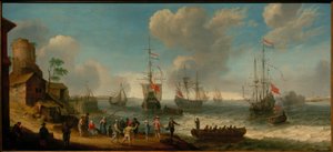 Statki holenderskie w ujściu rzeki autorstwa Abraham Willarts
