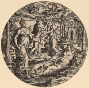 Diana i jej nimfy w ogrodzie autorstwa Abraham de Bruyn