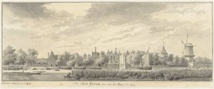 Widok Goudy, zza IJssel autorstwa Abraham de Haen (II)