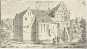 Dom Rhaena w Overijssel, dwóch wędkarzy z przodu autorstwa Abraham de Haen (II)