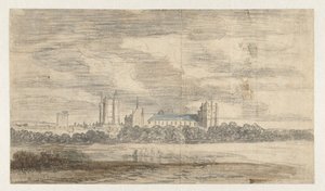 Widok na Château de Vincennes, za rzędem drzew