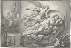 Anioł ukazuje się Józefowi we śnie autorstwa Abraham van Diepenbeeck