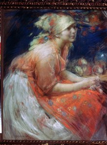 Młoda wieśniaczka (Chłopka). Obraz Abrama Jefimowicza Arkhipowa (1862-1930). Pastel na płótnie, 88 x 71 cm