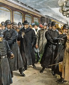 Przyjazd włoskiego kompozytora Pietro Mascagniego (1863-1945) do Nowego Jorku autorstwa Achille Beltrame