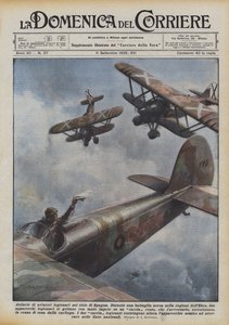 Odwaga lotników legionowych na niebie Hiszpanii autorstwa Achille Beltrame