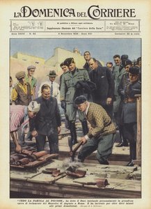 Oddaję głos kilofowi, że Duce osobiście rozpoczyna wspaniałą pracę? autorstwa Achille Beltrame