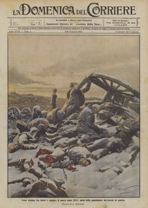 Jak sinitia, między bólem a krwią, nowy rok 1915, połowa ludności świata jest w stanie wojny autorstwa Achille Beltrame