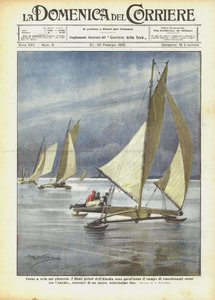 Wyścigi żeglarskie po lodzie autorstwa Achille Beltrame