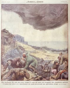 Ilustracja na okładce meteorytu spadającego na Japonię autorstwa Achille Beltrame