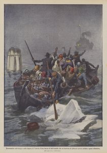 Dramatyczna ratunek na łodzi na dunach laguny weneckiej w celu laktacji, co za kra? autorstwa Achille Beltrame