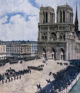 Pogrzeb Felixa Faure w katedrze Notre Dame w Paryżu w 1899 r. Ilustracja przedstawiająca Achille Beltrame autorstwa Achille Beltrame