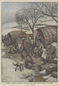 Naśladowcy Diogenesa, grupa bojowników, znaleźli wygodny dom w dużych beczkach autorstwa Achille Beltrame