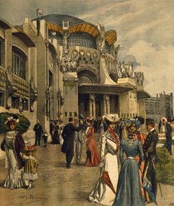 Wielkie otwarcie Pierwszej Międzynarodowej Wystawy Nowoczesnej Sztuki Zdobniczej w Turynie, autorstwa Achille Beltrame (1871-1945), z La Domenica del Corriere, maj 1902 autorstwa Achille Beltrame