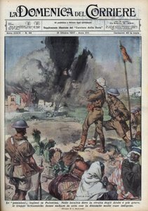 Wielka Rewolta Arabska 1936-1939 w Palestynie pełnomocnik: bunt Arabów palestyńskich na rzecz utworzenia Niezależnego Państwa w Palestynie nakazu skierowanego przeciwko władzy brytyjskiej. Anglicy wysadzili domy palestyńskie. Ilustracja autorstwa Achille B autorstwa Achille Beltrame