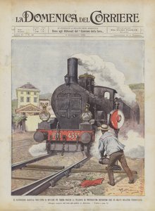 Cantoniere Garella w akcie przekierowania pociągu na stacji Pontedecimo przez zapobieganie? autorstwa Achille Beltrame