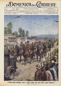 Marszałek Badoglio wkracza do Addis Abeby na czele zwycięskich oddziałów autorstwa Achille Beltrame
