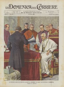Papież Leon XIII wypowiada przed fonografem słowa Błogosławieństwa Apostolskiego