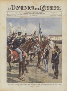 Król dostarcza starą chwalebną flagę, usuniętą z turyńskiej zbrojowni, do artylerii w?