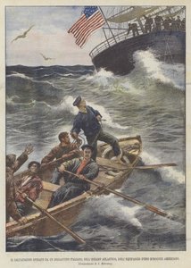 Uratowanie przez włoską brygantynę na Oceanie Atlantyckim amerykańskiej załogi szkunera autorstwa Achille Beltrame