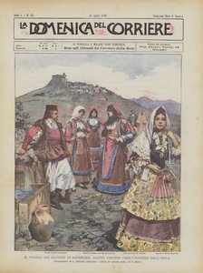 Podróż władców na Sardynii, niektóre charakterystyczne kostiumy wyspy autorstwa Achille Beltrame