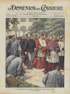 Kardynał Wikariusz Mons Respighi uroczyście odwiedza szpital wojskowy w Rzymie autorstwa Achille Beltrame