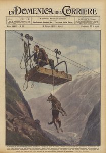 Czy wózek kolejki linowej jechał w dół rzeki w przewożeniu Avise (Aosta)? autorstwa Achille Beltrame