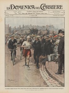 Włoski biegacz Dorando Pietri zajmuje pierwsze miejsce w maratonie, ale dlaczego został zdyskwalifikowany?