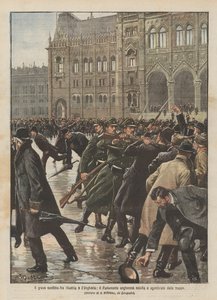Poważny konflikt między Austrią a Węgrami, węgierski parlament rozwiązał się i oczyścił wojska autorstwa Achille Beltrame