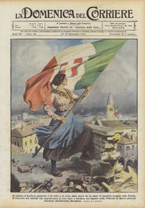 Wróg, barbarzyński oprawca jest w rozsypce, a ziemie uświęcone przez rok męczeństwa wracają do ojczyzny autorstwa Achille Beltrame