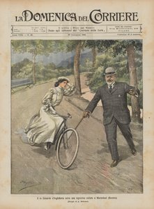 Król Edward z Anglii ratuje młodą rowerzystkę w Marienbadzie (Czechy)