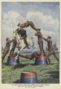 Bardzo osobliwy skok oficjalnego angielskiego hussars na próbie Royal Tournament w Londynie