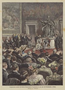 Uroczysta inauguracja międzynarodowego instytutu rolnictwa w sali Campidoglio w Rzymie autorstwa Achille Beltrame