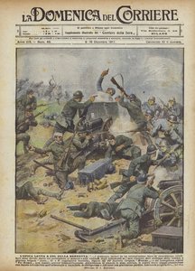 Epicka walka pod Col Della Berretta autorstwa Achille Beltrame