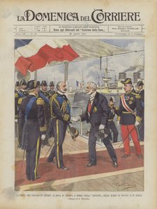 Wizyta prezydenta Loubeta u księcia Genui na pokładzie Lepanto na wodach Tulonu, 10 kwietnia