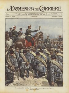 Błogosławieństwo udzielone przez cara nowym wojskom rosyjskim wyjeżdżającym na wojnę