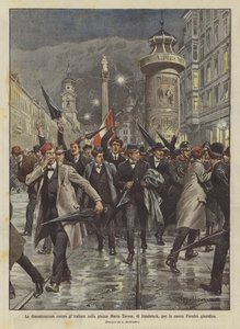 Demonstracja przeciwko Włochom na placu Marii Teresy w Innsbrucku dla nowego Wydziału Prawa