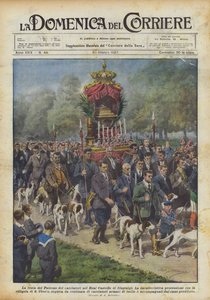 Święto patrona myśliwych na Zamku Królewskim w Stupinigi autorstwa Achille Beltrame