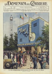 Tłum na Wystawie Włoskich Sił Powietrznych, w Milan Park autorstwa Achille Beltrame