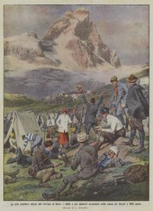 Popularna wycieczka alpejska z Matterhornu do Rosy, tysiące alpinistów obozowało w dorzeczu Breuil na 2004 m n.p.m.