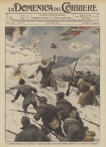Chwalebny podbój Pal Piccolo, atak wojsk alpejskich, gdy pojawiają się w bitwie? autorstwa Achille Beltrame